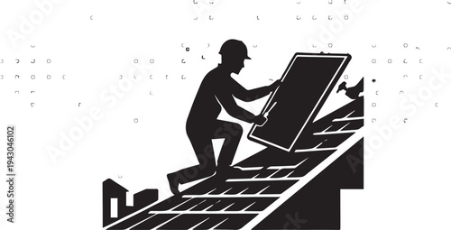 Renewable Energy Solar Panel Installer Silhouettes