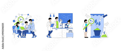 Scientists Collaborating in Research Vector Illustration