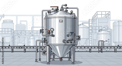 Industrial Stainless Steel Processing Tank.