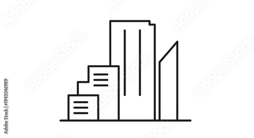 Minimalist Skyscraper Buildings Vector Illustration, Modern Cityscape Graphic, Corporate Business and Urban Development Concept