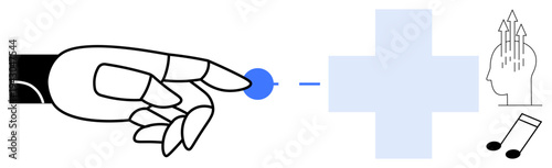 Artificial intelligence concept. Artificial intelligence connecting with human creativity for technology advancements. Artificial intelligence applications in healthcare, music, innovation