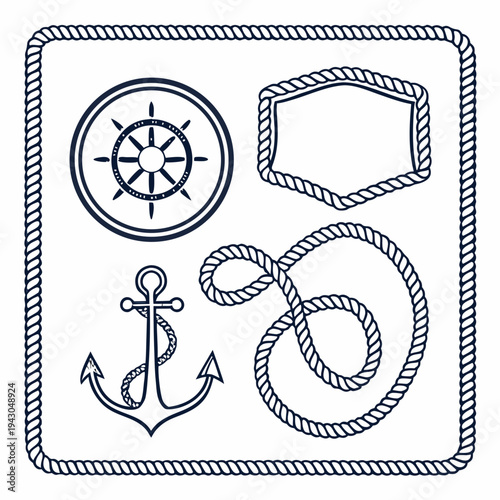 Nautical Rope Frame Vector Collection Elegant Rope Borders” 