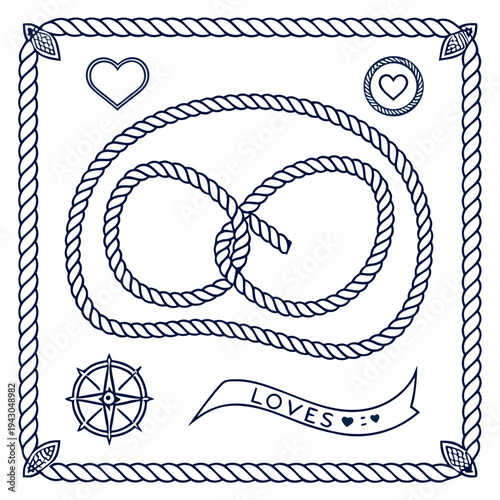 Nautical Rope Frame Vector Collection Elegant Rope Borders” 