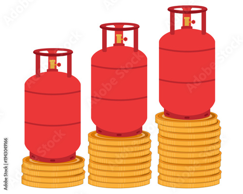 gas cylinder pricing rising up global economy crisis vector illustration