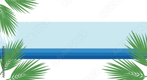 Palm tree leaves on blue background in tropical summer vibe for travel brochure