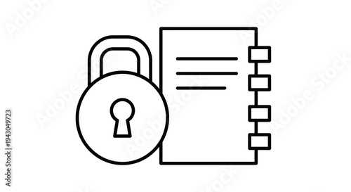 Padlock and Document Vector Illustration, Security and Confidentiality Concept, Minimalist Graphic for Data Protection and Privacy Themes