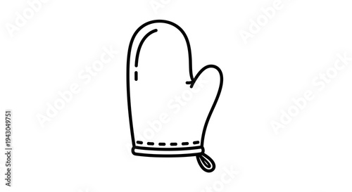 Oven Mitt Vector Illustration, Hand Drawn Style, Kitchen Utensil Icon for Cooking and Baking Graphics