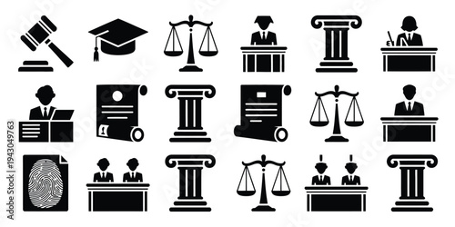 Prison bars vector set, simple black silhouette icons representing incarceration, jail, crime prevention, correctional facilities, and law enforcement creative or educational projects.