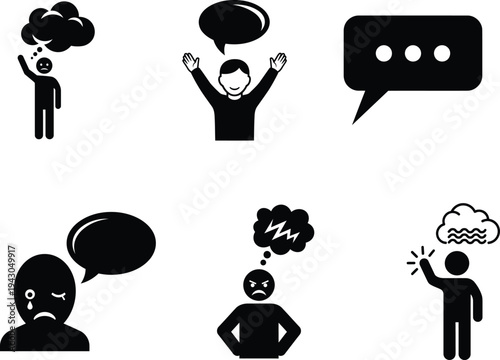 stick figures with various emotions and speech bubbles