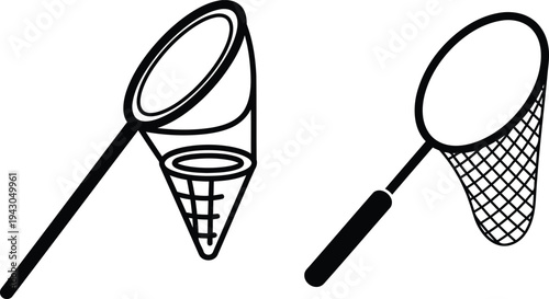 Two different styles of bug catcher nets with handles and nets for catching insects outdoors