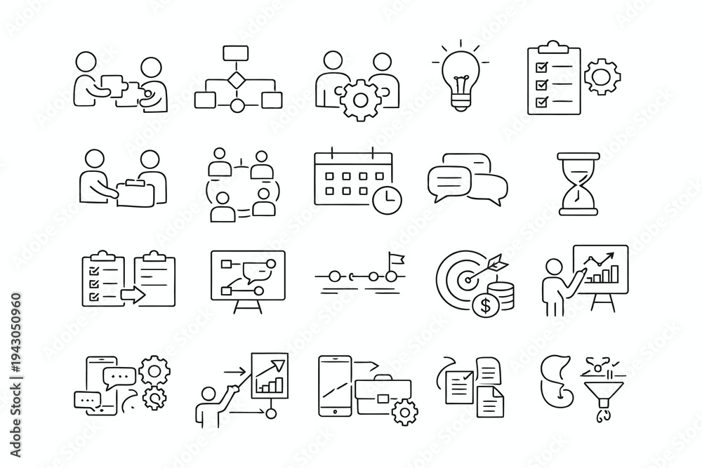 Fototapeta premium Illustrations of various business and project management concepts
