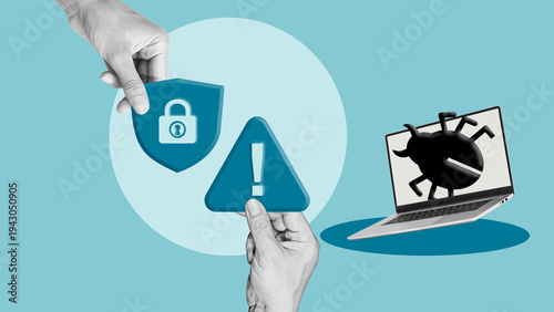Cybersecurity Threat and Malware Protection Concept Representing Computer Virus Risks, Digital Security Defense, Data Protection, Antivirus Systems and Online Safety