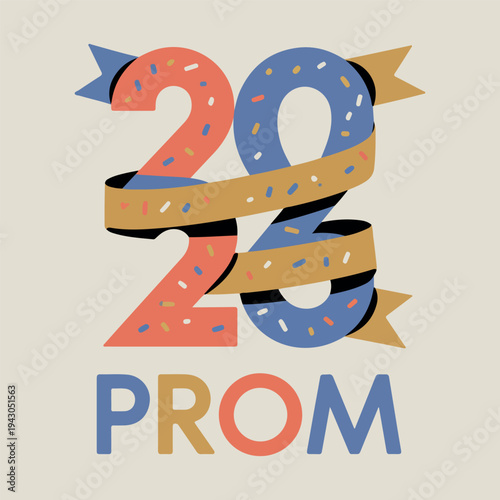 2023 Prom banner with sprinkles and ribbons vector