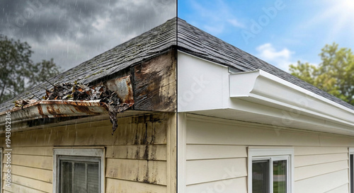 Before and After Gutter Cleaning and Home Exterior Renovation