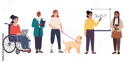 Diverse people character set of different occupations and social groups in flat vector style
