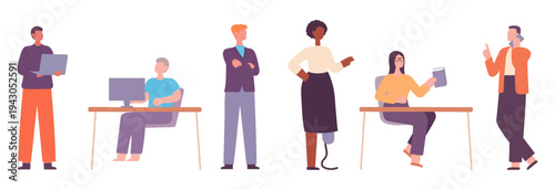 Large collection of diverse people characters. Men and women of different professions, ages and cultures in flat design