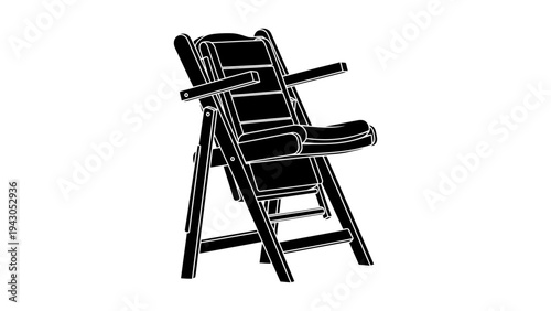 Black silhouette of wooden chair isolated on white background for design and decor