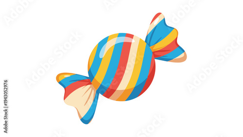 Vibrantly wrapped candy or sweet with colorful stripes, symbolizing treats, indulgence, and sugary confections, perfect for parties or gifts.