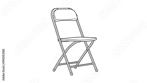 Isolated outline illustration of a folding chair on a white background