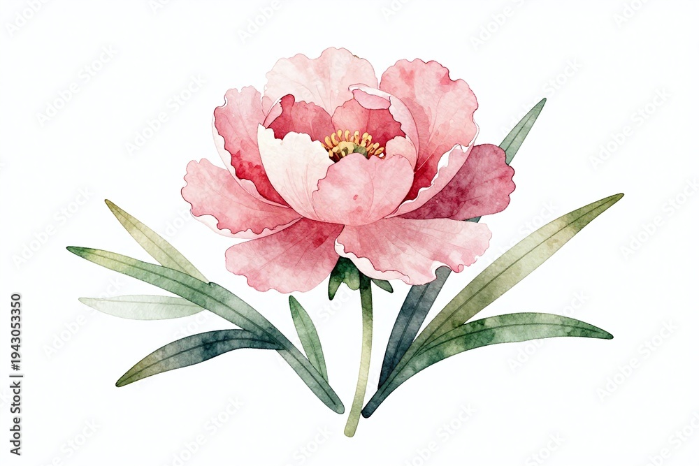 Fototapeta premium a watercolor painting of a pink flower on a white background_2