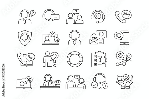 Comprehensive icons depicting various customer support and service methods