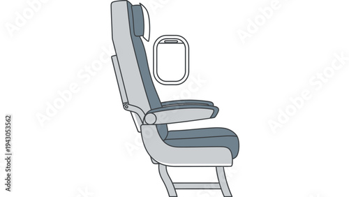 Airplane seat illustration with window passenger travel concept vector