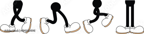 Classic Cartoon Character Legs Walk Cycle Animation with vector illustration