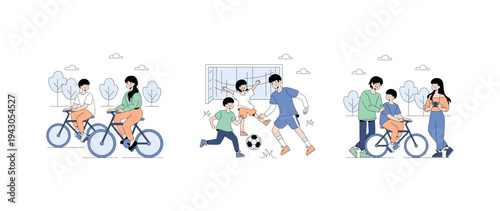 Family Activities and Outdoor Fun Vector Illustration