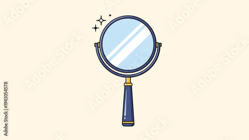 Elegant handheld mirror with a shiny surface and sparkling accents, symbolizing beauty, reflection, self-care, and personal grooming.