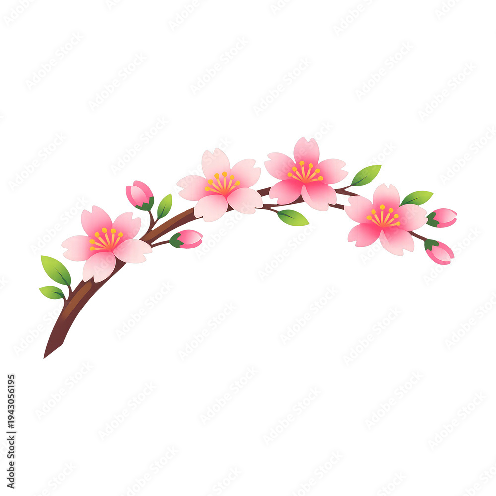 Obraz premium PNG Delicate cherry blossom branch illustration.