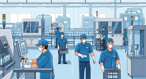 Industrial Workers in Manufacturing Facility.