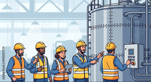 Industrial Workers Inspecting Equipment.