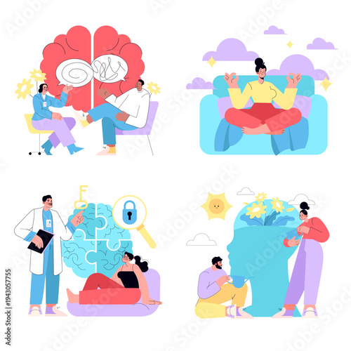 Mental Health and Wellness Vector Illustration