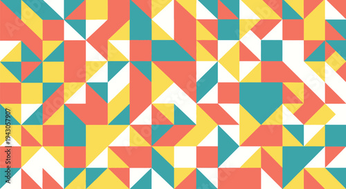 Abstract colorful geometric triangle pattern background modern decorative mosaic style design with vibrant coral yellow and teal colors