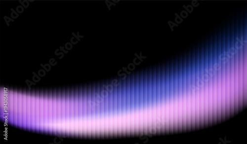 Glass texture with dark gradient background and vivid blue and lilac light streaks. ripple pattern, Futuristic distortion, abstract glow, reeded vertical blur Vector illustration