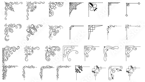 Decorative corner frame set. Vintage corner set. vector frame corners 