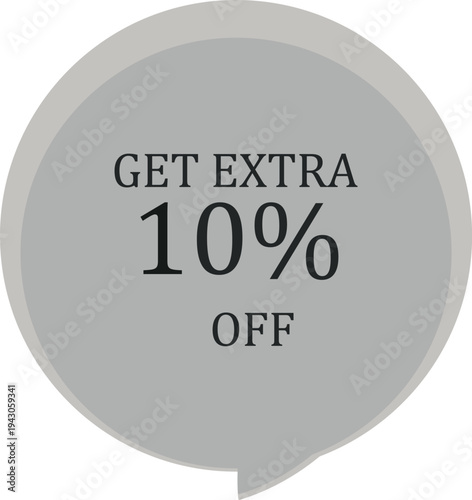 Black Friday sale button icon with 10 percent discount badge for online shopping and web business illustration