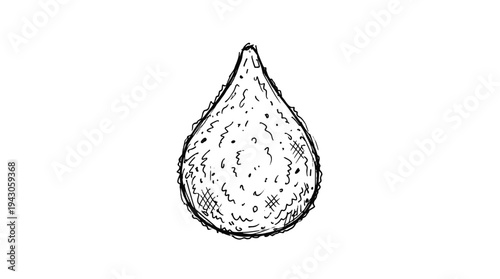 Hand-drawn coxinha doodle sketch on white