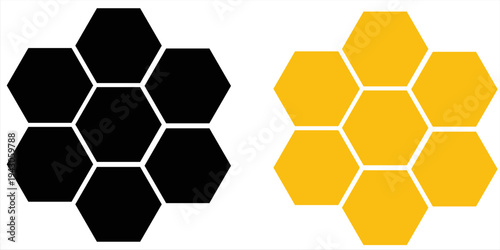 Honeycomb icon set . Black and golden honeycomb icon . Bee honey comb icon vector