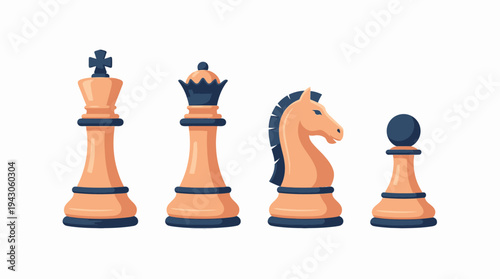 Vector chess pieces icons set king queen rook bishop knight pawn battle board arrangement silhouette design educational branding modular black white strategy illustration collection