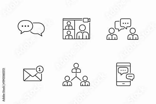 Illustrations of various communication and collaboration methods between individuals