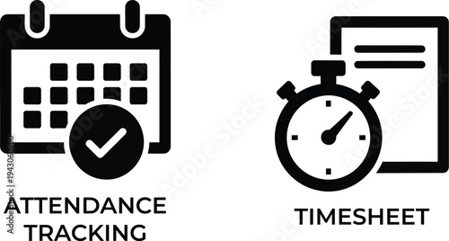 Attendance tracking and timesheet icons