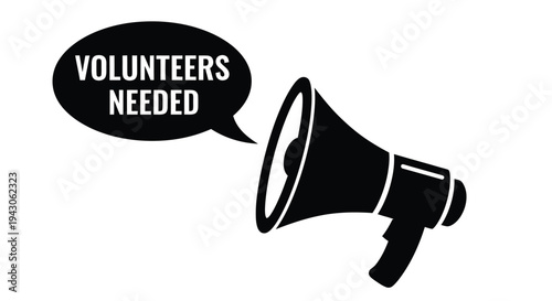 Volunteers needed a black silhouette of a megaphone with a speech bubble