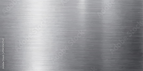 Polished silver brushed metal texture featuring a shiny stainless steel plate and industrial aluminum surface pattern with grey metallic reflections on a textured alloy sheet material
