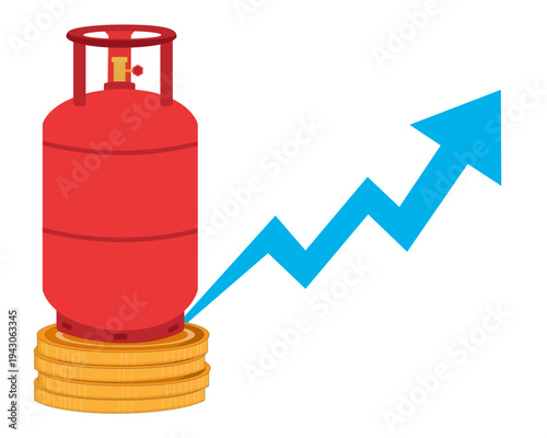 gas cylinder pricing rising up global economy crisis vector illustration