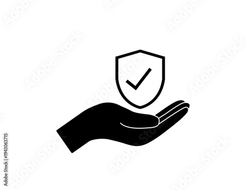 Security And Protection Icon Showing Hand Holding Shield.