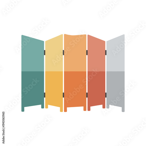 Colorful room divider, multi-panel partition, interior design element, modern decor