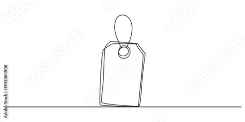 continuous drawing of price tag in one line, Sale label, one line art, one line Art icon drawing. Trendy sale tag in linear design. Clean hand drawn outline label for discounts, special offers. 