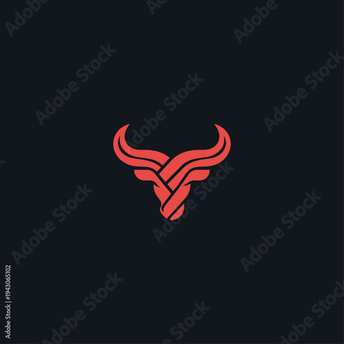 Abstract Geometric Bull Head Logo - Reddish-Orange Taurus Power Icon