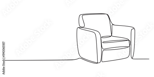 Self drawing line armchair continuous one single line drawn concept, Self drawing of modern armchair drawn by one continuous line. single line doodle furniture